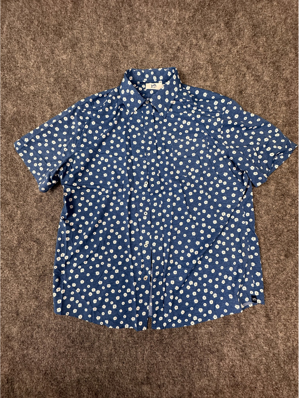 Southern Tide XL Blue Floral Short Sleeve Button-Up Shirt